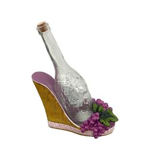 Grape Shoe Wine Holder 9.5" with Clear Grape Wine Bottle 12 inches Set